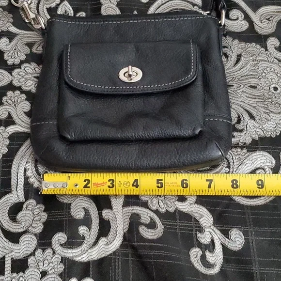 Coach Black Leather Crossbody Bag with Silver Hardware 8” x 7” - Picture 4 of 6